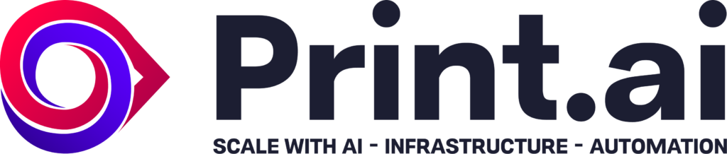 Print.AI Logo - Loop, Inspect, and Print Symbol
